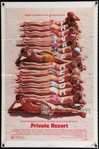 2t689 PRIVATE RESORT 1sh '85 George Bowers, funny image of topless babes at beach!