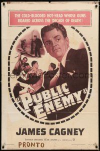 2t694 PUBLIC ENEMY 1sh R54 William Wellman directed classic, James Cagney & Jean Harlow!