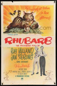 2t725 RHUBARB 1sh '51 New York baseball team owned by cat, sexy Jan Sterling!