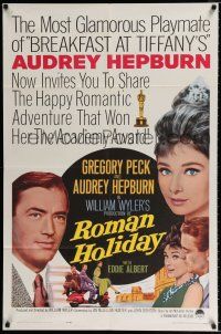 2t002 ROMAN HOLIDAY 1sh R62 beautiful Audrey Hepburn & Gregory Peck, Vespa, William Wyler!
