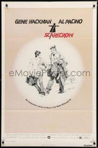 2t753 SCARECROW 1sh '73 cool artwork of Gene Hackman with cigar & young Al Pacino!