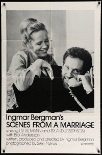 2t755 SCENES FROM A MARRIAGE 1sh '74 Ingmar Bergman, Liv Ullmann, Erland Josephson