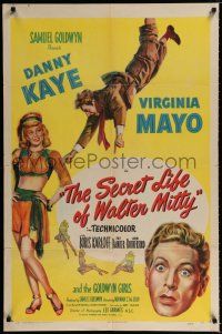 2t762 SECRET LIFE OF WALTER MITTY style A 1sh '47 Danny Kaye & Virginia Mayo in Thurber's story!