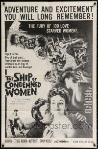 2t777 SHIP OF CONDEMNED WOMEN 1sh '63 Kerima, May Britt, Tania Weber, fury of love-starved women!