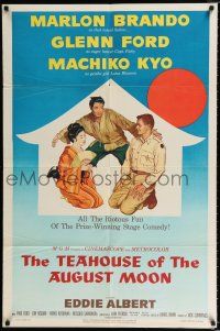 2t856 TEAHOUSE OF THE AUGUST MOON 1sh '56 art of Marlon Brando, Glenn Ford & Machiko Kyo!