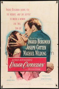 2t915 UNDER CAPRICORN 1sh '49 romantic image of Ingrid Bergman & Joseph Cotten, Alfred Hitchcock!