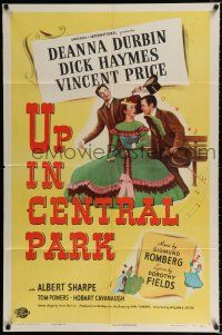2t918 UP IN CENTRAL PARK 1sh '48 Vincent Price & Deanna Durbin in New York City!