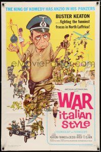 2t941 WAR ITALIAN STYLE 1sh '66 Due Marines e un Generale, cartoon art of Buster Keaton as Nazi!