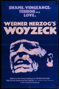 2t980 WOYZECK 1sh '79 Werner Herzog, close up art of crazed Klaus Kinski!