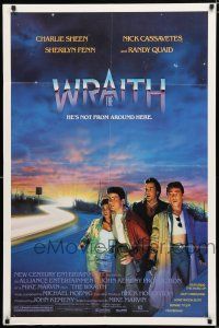 2t981 WRAITH 1sh '86 young Charlie Sheen hunts a phantom who has unearthly powers!