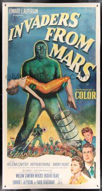 2w052 INVADERS FROM MARS linen 3sh '53 classic, hordes of green monsters from outer space!
