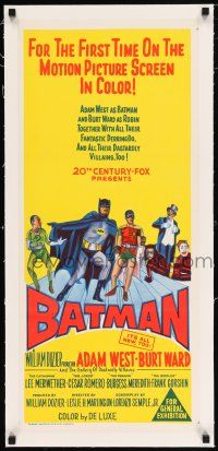 2w072 BATMAN linen Aust daybill '66 DC Comics, great image of Adam West & Burt Ward w/villains!