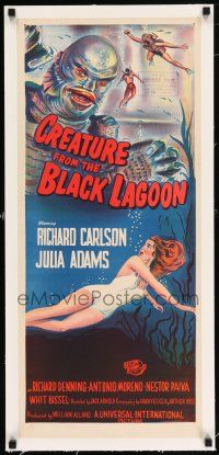 2w074 CREATURE FROM THE BLACK LAGOON linen Aust daybill '54 hand litho of monster & sexy Julie Adams