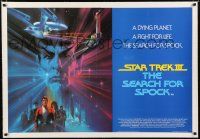 2w069 STAR TREK III linen British quad '84 The Search for Spock, art of Leonard Nimoy by Bob Peak!