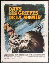 2w102 MUMMY'S SHROUD linen French 1p '67 Hammer horror, best different monster art by Grinsson!