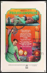 2w065 FRANKENSTEIN linen 30x47 book poster '74 cool Melo artwork of mad scientist and monster!