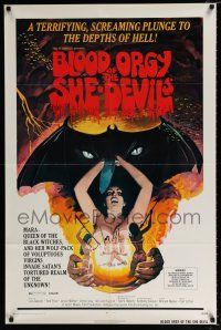 2x236 BLOOD ORGY OF THE SHE DEVILS 1sh '72 Ted V. Mikels, wild sexy horror art!
