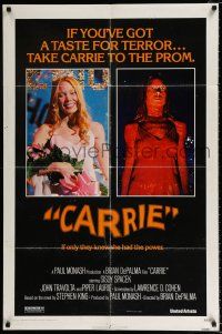2x245 CARRIE 1sh '76 Stephen King, Sissy Spacek before and after her bloodbath at the prom!