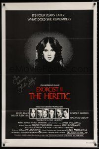 2x303 EXORCIST II: THE HERETIC signed 1sh '77 by Linda Blair, John Boorman sequel to Friedkin movie!