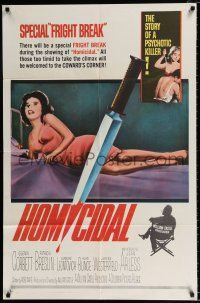 2x331 HOMICIDAL 1sh '61 William Castle's frightening story of a psychotic female killer!