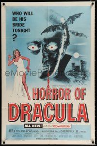 2x332 HORROR OF DRACULA 1sh '58 Hammer vampire, cool Joseph Smith art of monster & sexy girl!