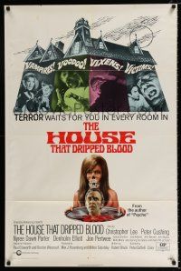 2x338 HOUSE THAT DRIPPED BLOOD 1sh '71 Christopher Lee, Vampires! Voodoo! Vixens, terror waits!