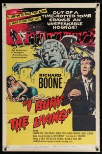 2x341 I BURY THE LIVING 1sh '58 out of a time-rotted tomb crawls an unspeakable horror!
