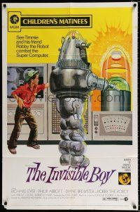 2x349 INVISIBLE BOY 1sh R73 Richard Eyer, Robby the Robot, Solie art, better image than original!