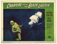 2x060 CREATURE FROM THE BLACK LAGOON LC #4 '54 cool image of monster shot underwater with harpoon!