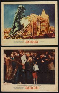 2x211 GORGO 2 LCs '61 huge monster destroying London Bridge + crowd of scared people!