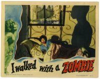 2x082 I WALKED WITH A ZOMBIE LC '43 Lewton & Tourneur, Dee in bed by shadow of Darby Jones!