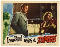 2x083 I WALKED WITH A ZOMBIE LC '43 Lewton & Tourneur, Tom Conway stares at pretty Frances Dee!