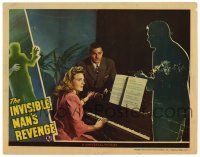 2x101 INVISIBLE MAN'S REVENGE LC '44 transparent Jon Hall pointing gun at Ankers & Curtis by piano!