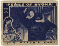 2x144 PERILS OF NYOKA chapter 15 LC '52 Kay Aldridge about to stab fake gorilla, Satan's Fury!