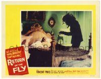 2x148 RETURN OF THE FLY LC #8 '59 fantastic image of insect monster about to attack girl in bed!