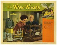 2x183 WASP WOMAN LC #6 '59 Michael Mark & pretty Susan Cabot watch guinea pigs in cage at lab!