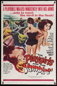 2x409 PLAYGIRLS & THE VAMPIRE 1sh '63 they walked innocently into his arms only to meet the devil!