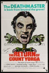 2x416 RETURN OF COUNT YORGA signed 1sh '71 by Robert Quarry, AIP vampires, wild monster art!