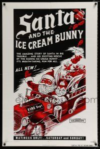 2x423 SANTA & THE ICE CREAM BUNNY 1sh '72 great wacky art of Santa & bunny in fire truck!