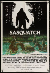 2x425 SASQUATCH 1sh '78 cool art of men searching for Bigfoot in the woods by Marv Boggs!