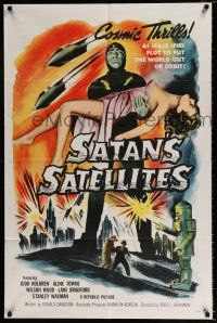 2x426 SATAN'S SATELLITES 1sh '58 space spies plot to put the world out of orbit, cool sexy art!