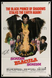 2x430 SCREAM BLACULA SCREAM signed 1sh '73 by William Marshall, the black vampire with Pam Grier!