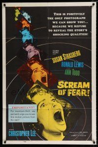 2x431 SCREAM OF FEAR 1sh '61 Hammer, classic terrified Susan Strasberg horror image!