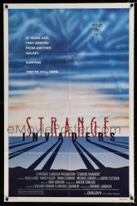 2x443 STRANGE INVADERS 1sh '83 cool artwork of mostly invisible alien monster in sky!