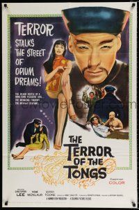 2x452 TERROR OF THE TONGS 1sh '61 Hammer, art of Asian villain Chris Lee, drug-crazed assassins!