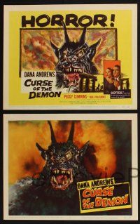 2x192 NIGHT OF THE DEMON 8 LCs '57 Jacques Tourneur, Dana Andrews, Peggy Cummins, horror!