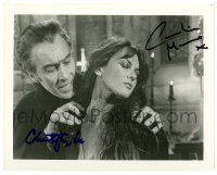 2y014 DRACULA A.D. 1972 signed 8x10.25 REPRO still '80s by BOTH Christopher Lee AND Caroline Munro!