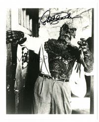 2y025 ROBERT CLARKE signed 8x10 REPRO still '90s great close up as The Hideous Sun Demon!