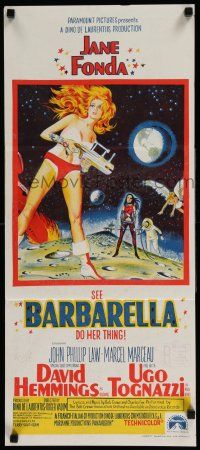 2y427 BARBARELLA Aust daybill '68 sci-fi art of sexiest Jane Fonda, directed by Roger Vadim!