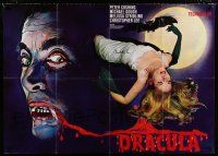 2y034 HORROR OF DRACULA signed German 33x47 R60s by Christopher Lee, best different vampire art!